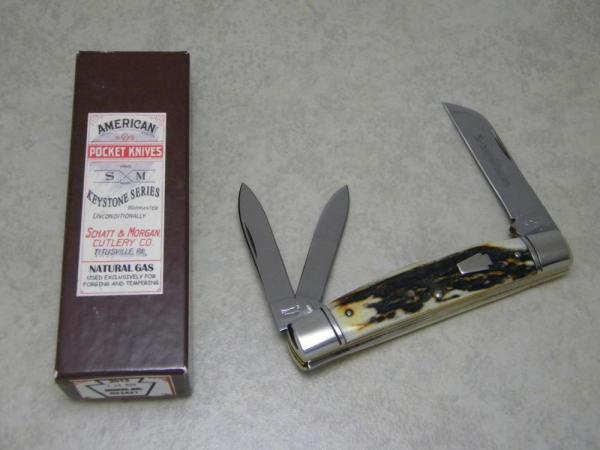Schatt & Morgan Titusville PA. Queen Cutlery 2013 Stag 033431 Congress Whittler Knife in Box Schatt & Morgan Titusville PA. Queen Cutlery 2013 Stag 033431 Congress Whittler Knife in Box
