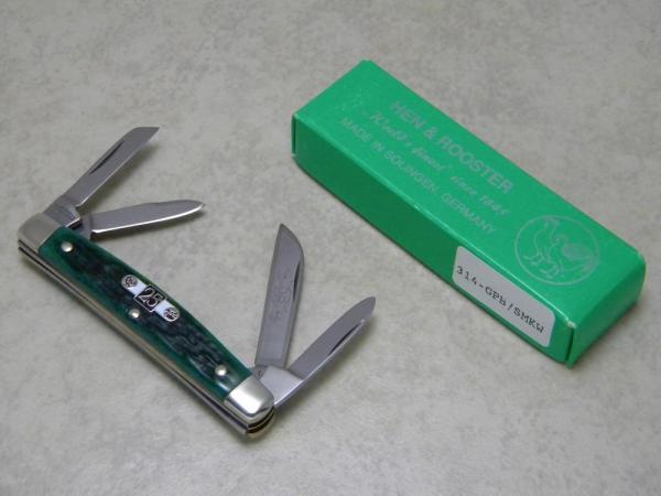 Hen & Rooster Solingen Germany 314-GPB/SMKW 25th Anniversary Green Bone Congress Knife in Box Hen & Rooster Solingen Germany 314-GPB/SMKW 25th Anniversary Green Bone Congress Knife in Box