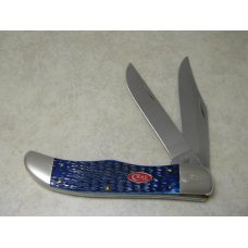 Case USA 2008 Navy Blue Bone Red Shield 1st Run 6265 SS Folding Hunter Knife & Pouch in Box