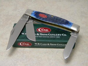 Case USA 2008 Navy Blue Bone Red Shield 1st Run 6375 SS Large Stockman Knife in Box