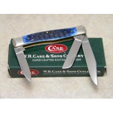 Case USA 2008 Navy Blue Bone Red Shield 1st Run 63032 SS Medium Stockman Knife in Box