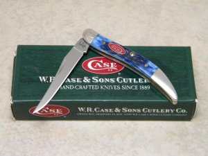 Case USA 2008 Navy Blue Bone Red Shield 1st Run 610096 SS Tiny Toothpick Knife in Box