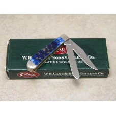 Case USA 2008 Navy Blue Bone Red Shield 1st Run 62154 SS Tiny Trapper Knife in Box Case USA 2008 Navy Blue Bone Red Shield 1st Run 62154 SS Tiny Trapper Knife in Box