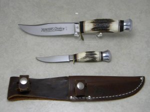 R. Klaas Solingen Germany Kissing Crane Stag KC40 Hunters Choice Fixed Blade Sheath Knife Twin Set
