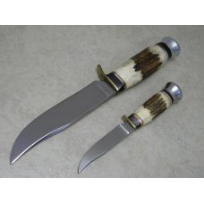 R. Klaas Solingen Germany Kissing Crane Stag KC40 Hunters Choice Fixed Blade Sheath Knife Twin Set