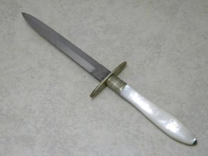 Vintage Antique Challenge Cutlery Co. Sheffield England Pearl Prostitute Dagger Knife c.1876-1914