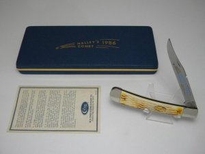 Case XX SS USA 4 Dot 1986 Halley's Comet Commemorative Bone W6151 Banana Trapper Knife in Box