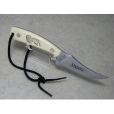 Schrade USA SC502 Ram Scrimshaw Sharpfinger Fixed Blade Sheath Knife in Box c. 1981 Schrade USA SC502 Ram Scrimshaw Sharpfinger Fixed Blade Sheath Knife in Box c. 1981