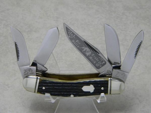 Bulldog Brand Solingen Germany Green Bone Acorn Shield Pit Bulls 5 Blade Sowbelly Knife Bulldog Brand Solingen Germany Green Bone Acorn Shield Pit Bulls 5 Blade Sowbelly Knife