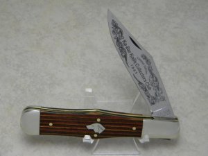 Ka-Bar Olean N.Y. Dog Head Coke Bottle Folding Hunter Knife 1983 Collectors Club