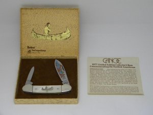 Boker Solingen Germany 1977 LTD. Imitation Pearl American Indian Commemorative Canoe Knife in Box