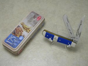 Case XX USA 2011 Blue Colt 175th Anniversary 4207 SS Mini Trapper Knife in Tin Box