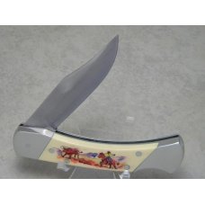 Schrade + USA LTD. Cowboy Commemorative Scrimshaw Lockback Knife & Pouch in Box