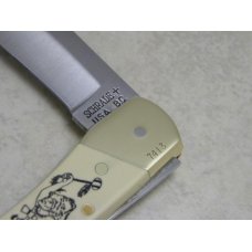 Schrade + USA B.C. Bear Cult Commemorative Scrimshaw Lockback Knife & Pouch in Box c.1985 Schrade + USA B.C. Bear Cult Commemorative Scrimshaw Lockback Knife & Pouch in Box c.1985