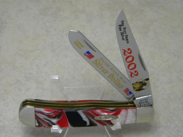 Case XX USA 2002 Corelon United States Mint Silver Dollar 3254 SS Trapper Knife Case XX USA 2002 Corelon United States Mint Silver Dollar 3254 SS Trapper Knife