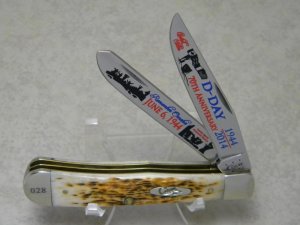 Case XX USA 2014 Bone D-Day 70th Anniversary 6254 SS Trapper Knife