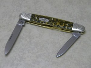 Case XX USA 2011 Art Deco Antique Bone 06263 SS Laser Engraved Eisenhower Pen Knife