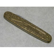 Winchester Trademark USA 1998-2 Model 1873 Rifle 125th Anniversary Brass 2 Blade Pen Knife in Box Winchester Trademark USA 1998-2 Model 1873 Rifle 125th Anniversary Brass 2 Blade Pen Knife in Box