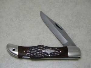 Case XX Stainless USA 1 Dot (1979) Laminated Wood 6165 L SAB SSP Folding Hunter Lockback Knife