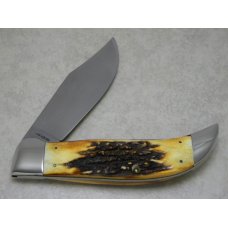 Case XX Hand Made USA 3 Dot (1977) Stag 5172 SSP Blue Scroll Clasp Knife Case XX Hand Made USA 3 Dot (1977) Stag 5172 SSP Blue Scroll Clasp Knife