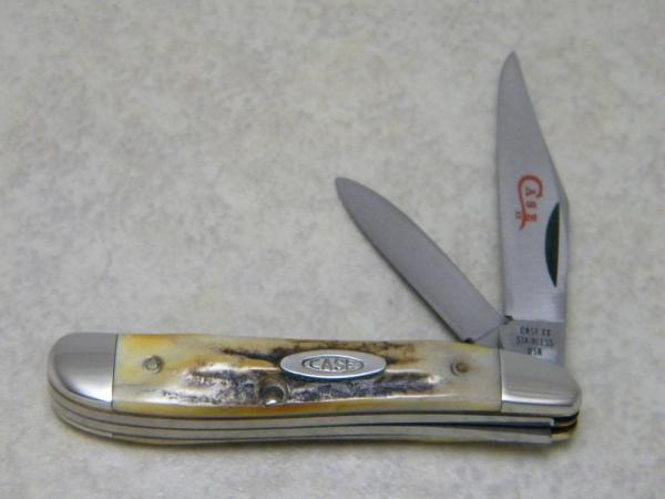 Case XX Stainless USA 2 Dot (1978) Stag 5220 SSP Red Etch Peanut Knife Case XX Stainless USA 2 Dot (1978) Stag 5220 SSP Red Etch Peanut Knife