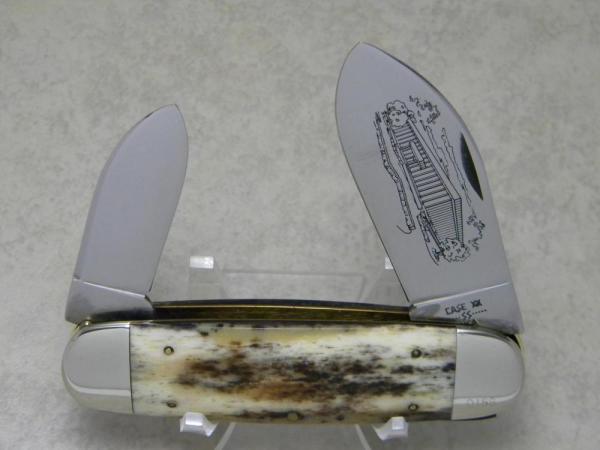 Case XX SS USA 10 Dot (1980) Appaloosa Bone 6250 NKCA Museum Founders Elephant / E Toe Knife Case XX SS USA 10 Dot (1980) Appaloosa Bone 6250 NKCA Museum Founders Elephant / E Toe Knife