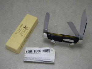Buck 301 USA (Camillus) Black Delrin Stockman Knife in Box Pre 1986