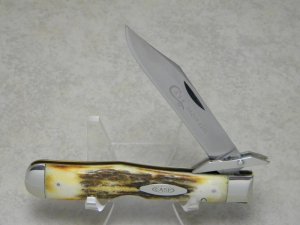 Case XX Stainless USA 4 Dot (1976) Stag 5111 1/2 L SSP Razor Edge Swing Guard Lockback Knife