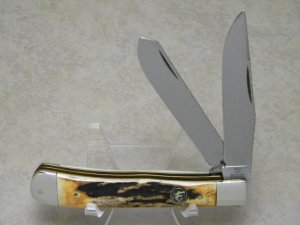 Hen & Rooster Bertram Cutlery Solingen Germany 312RSB Stag File Worked Trapper Knife