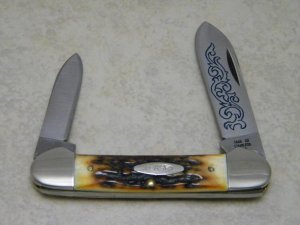 Case XX Stainless USA 3 Dot (1977) Stag 52131 SSP Blue Scroll Canoe Knife