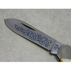 Case XX Stainless USA 3 Dot (1977) Stag 52131 SSP Blue Scroll Canoe Knife Case XX Stainless USA 3 Dot (1977) Stag 52131 SSP Blue Scroll Canoe Knife