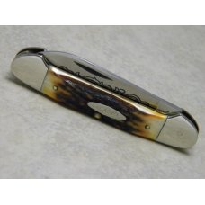 Case XX Stainless USA 3 Dot (1977) Stag 52131 SSP Blue Scroll Canoe Knife Case XX Stainless USA 3 Dot (1977) Stag 52131 SSP Blue Scroll Canoe Knife