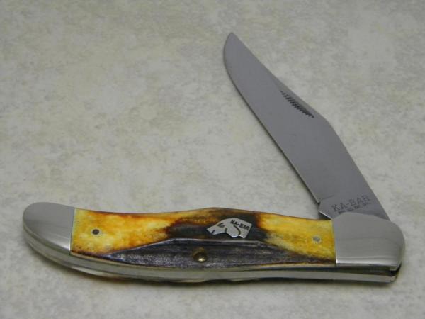 Ka-Bar Kabar Union Cut Co Olean, NY Stag X1/77 Dog Head Folding Hunter Knife c.1977 Ka-Bar Kabar Union Cut Co Olean, NY Stag X1/77 Dog Head Folding Hunter Knife c.1977