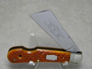 Schatt & Morgan Titusville PA. Queen Steel USA Orange Bone 04161C Cotton Sampler Knife c.1994