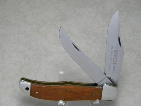 Queen Cutlery USA No. 4200 The Rawhide Series Wood Folding Hunter Knife c.1981