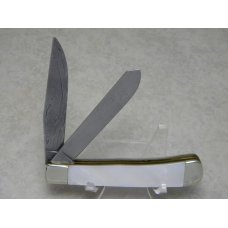 Hen & Rooster Bertram Cutlery Solingen Germany 300 Lagen 312 Damascus Pearl Trapper Knife in Box