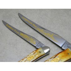 Case XX USA 1989 Toothpick Game Fish Set Burnt White Bone BW610094 Trout & BW610098 Bass in Box
