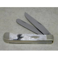 Case XX USA 2013 Deer Hunting Scrimshaw Heavenly Pearl 9254 SS Trapper Knife in Box Case XX USA 2013 Deer Hunting Scrimshaw Heavenly Pearl 9254 SS Trapper Knife in Box