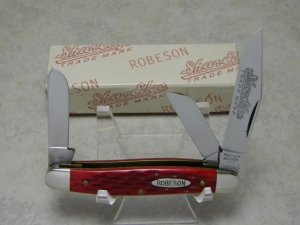 Robeson ShurEdge USA (by Queen Cut. Co.) Red Bone 632728 Stockman Knife in Box c.1999