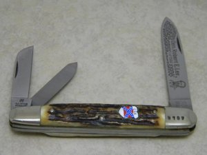 Kissing Crane Solingen Germany Stag Anglo Saxon Whittler Knife Gen. Robert E Lee - c.1976