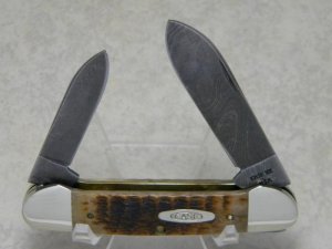 Case XX USA 1 Dot (1989) ROG62131 D Rogers Bone Damascus Canoe Knife