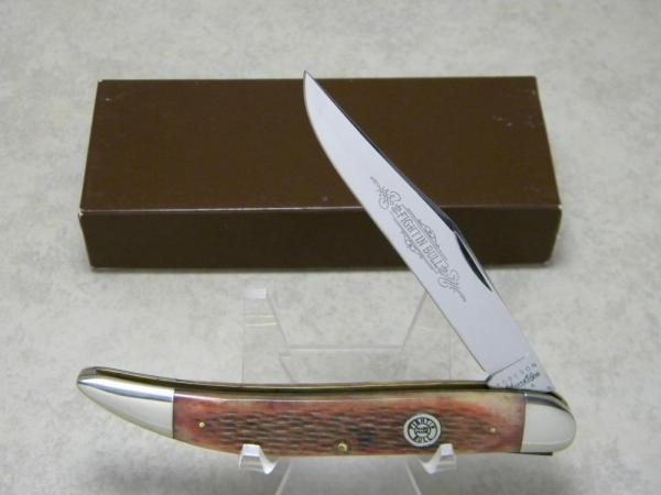 Robeson ShurEdge USA (by Queen Cut. Co.) Bone Fight'n Bull Large Toothpick Knife in Box
