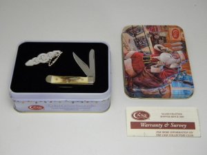 Case XX USA 2003 Case Collector's Club Genuine Stag 52154 SS Mini Trapper Knife & Key Chain in Tin