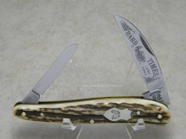 Fight'n Rooster Germany Frank Buster Celebrated Cutlery Stag Hard Times Wharncliffe Knife c.1987 Fight'n Rooster Germany Frank Buster Celebrated Cutlery Stag Hard Times Wharncliffe Knife c.1987