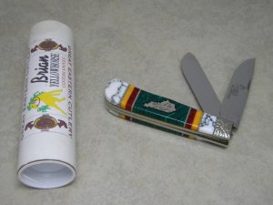 Great Eastern Cutlery USA Brian Yellowhorse 235208 Artist Proof Jumbo Trapper Knife in Tube