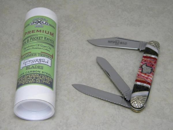 GEC Northfield UN-X-LD USA Brian Yellowhorse 541308 Large Whittler Prototype Knife in Tube