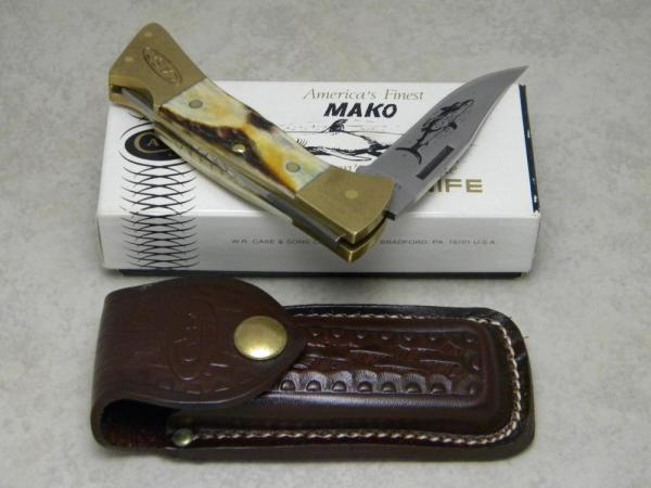 Case XX SS USA 9 Dot (1981) Stag 5158 LSSP MAKO Lockback Knife & Pouch in Box Case XX SS USA 9 Dot (1981) Stag 5158 LSSP MAKO Lockback Knife & Pouch in Box