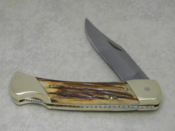 Schrade + USA LB-7 Uncle Henry Custom Stag Bear Paw Lockback Knife