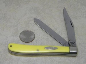 Case XX USA 4 Dot (1976) Yellow 32048 Slimline Trapper Farmers Jack Knife