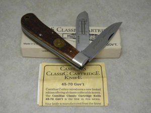 Camillus NY USA CCC-1 Bone Classic Cartridge 45-70 GOV'T Jumbo Trapper Knife in Box